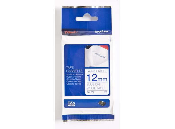 Tape BROTHER TZEFA3 12mmx3m blå på hvit 